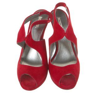 Red MIU MIU Suede Slingback Sandals (NWOT)